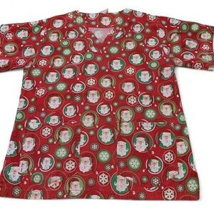Festive Santa Christmas Scrub Top